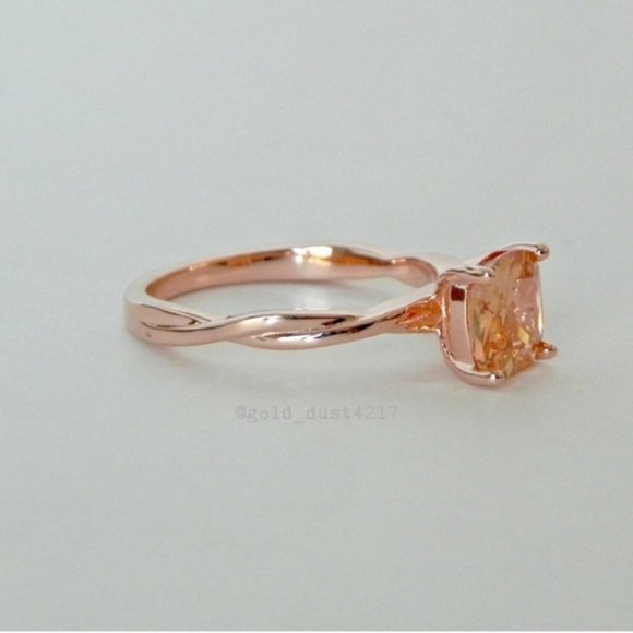 Rose Gold Morganite Solitaire Cushion Cut Ring - Picture 6 of 6